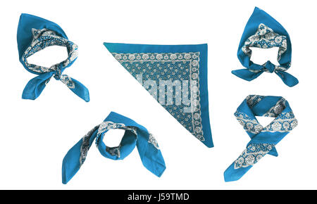 Blu, azzurro-Fazzoletto Bandana con un pattern, isolata. Foto Stock