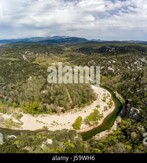 Francia, Herault, Brissac, Gorges de l'HERAULT (Vista aerea) Foto Stock