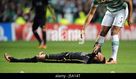 NEYMAR & VIRGILIO VAN DIJK GLASGOW CELTIC V BARCELLONA CELTIC PARK GLASGOW Scozia 01 Ottobre 2013 Foto Stock