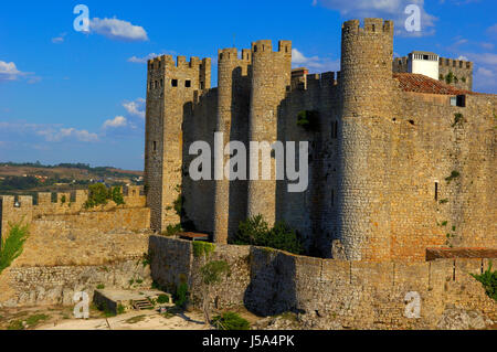 Il castello di Obidos ( ora hotel-Pousada), Obidos, Leiria distric, Estremadura, Portogallo Foto Stock