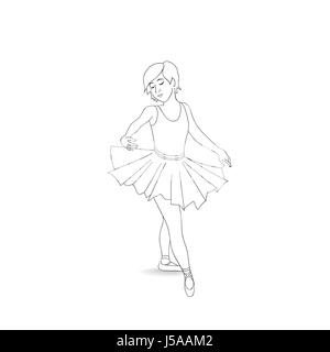 Ragazza danzante in scarpe da ballo e danza tutu. little ballerina isolato. lezioni di ballo dance illustrazione. Illustrazione Vettoriale