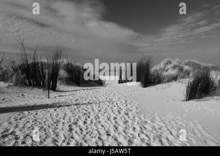 Bw spiaggia mare spiaggia mare acqua mare del nord acqua salata oceano mare larghezza Foto Stock