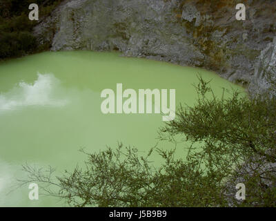 Verde nuova zelanda fonte di acqua fresca acqua di stagno di zolfo vulcanico di brimstone Foto Stock