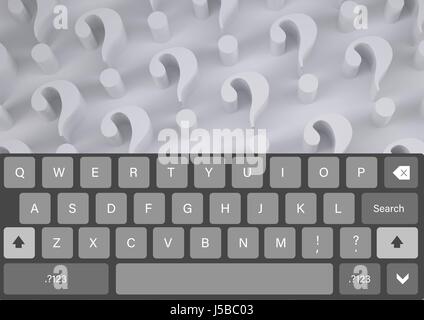 Composito Digitale di tastiera con un punto interrogativo App Foto Stock
