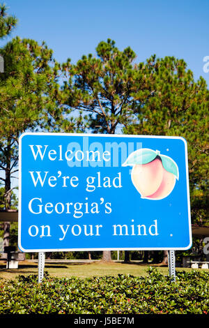 Georgia Kingsland,Interstate 95,i 95,Centro di accoglienza,informazioni per i visitatori,speciale,cartello,pesca,benvenuto,GA091116006 Foto Stock