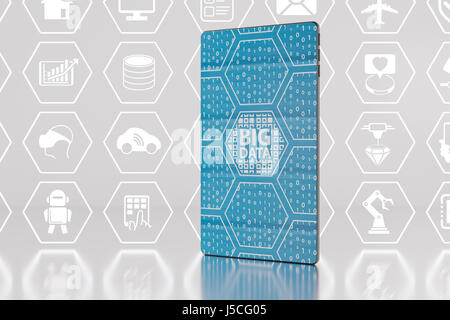Il futuristico Big dati / analytics concetto con smartphone come 3d illustrazione Foto Stock