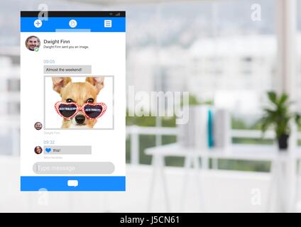 Composito Digitale dei Social Media App interfaccia in ufficio piani di fine settimana Foto Stock