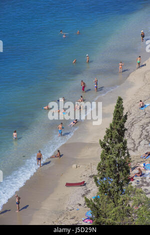 Spiaggia Valtos, Parga, costa ionica, nella regione Epiro, Grecia Foto Stock