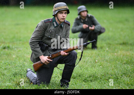 Szczecin, Polonia, 1 Settembre 2013: ricostruzione storica inizio II guerra mondiale in Polonia. Foto Stock