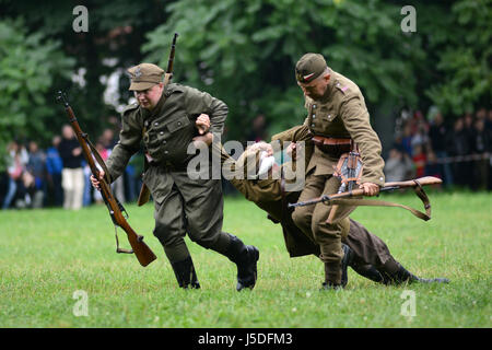 Szczecin, Polonia, 1 Settembre 2013: ricostruzione storica inizio II guerra mondiale in Polonia. Foto Stock