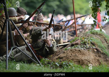 Szczecin, Polonia, 1 Settembre 2013: ricostruzione storica inizio II guerra mondiale in Polonia. Foto Stock