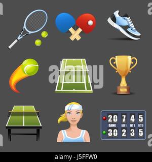 Vector tennis icona impostare Illustrazione Vettoriale