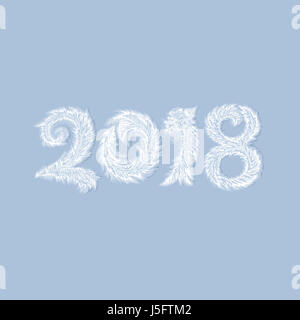 2018 Anno Nuovo Frosty sfondo.disegnati a mano illustrazione digitale di intricati pattern di brina calcolando il numero 2018 . Foto Stock