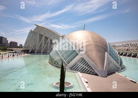 La Città delle Arti e delle Scienze di Valencia, Spagna. Foto Stock