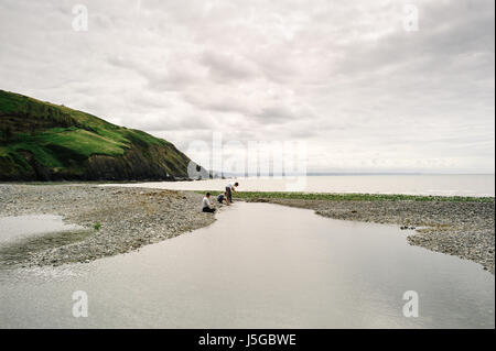Vista da Clarach beach, vicino a Aberystwyth, Ceredigion. Foto Stock