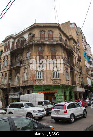 Tradizionali di vecchi edifici in Mar Mikhaël, Governatorato di Beirut, Beirut, Libano Foto Stock