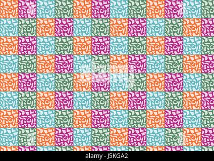 Disegno di un poligono su sfondo colorato come il verde, arancione, viola e blu. Poligono astratto seamless pattern style per la progettazione Illustrazione Vettoriale