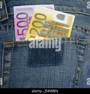 Contratto istruzione euro salva pantaloni jeans pantaloni jean imparare meritano bank Foto Stock