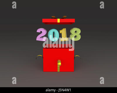 Nuovo anno 2018 - Immagine 3D rappresentata Foto Stock