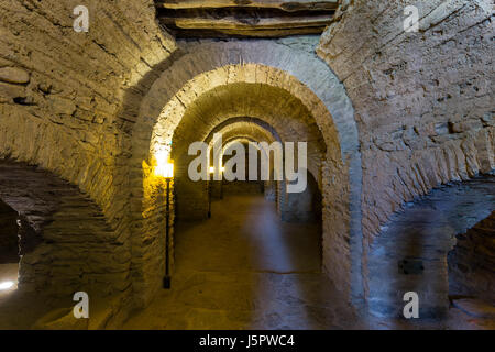 Francia, Pirenei Orientali, Codalet, Abbazia di Saint Michel de Cuxa, cripta Foto Stock