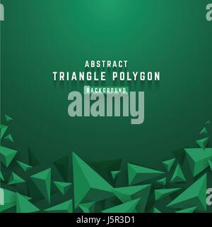Abstract 3D triangolo sullo sfondo di un poligono. Sfondo verde con elementi di triangolo e uno spazio vuoto. Illustrazione Vettoriale Illustrazione Vettoriale