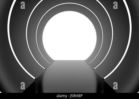 Astronave futuro. Avveniristico tunnel interni con luce circolare. Il rendering 3D Foto Stock