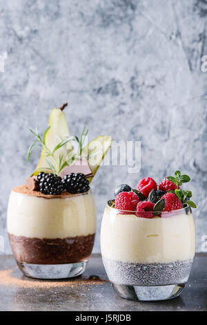 Chia il budino di riso con crema di farina e di latte Foto Stock