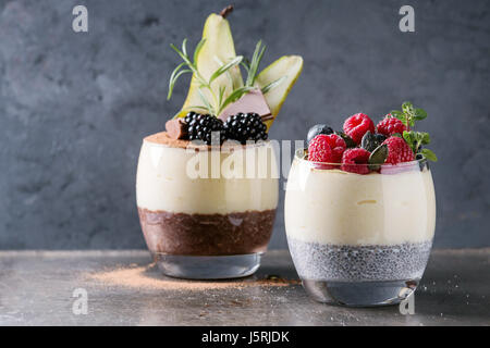 Chia il budino di riso con crema di farina e di latte Foto Stock