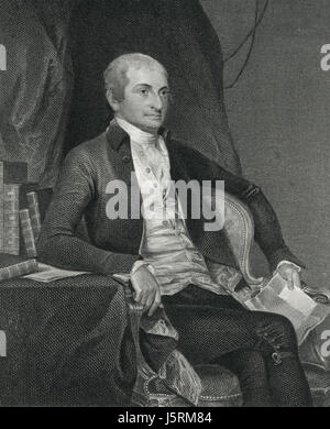 John Jay (1745-1829), statista americano, patriota, Diplomat, uno dei padri fondatori degli Stati Uniti ed il primo Capo della Giustizia degli Stati Uniti, Ritratto, incisione Foto Stock