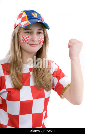 Euro bandiera croazia adolescente sostenitore fanatico della ventola kroatienfan croatienfan Foto Stock