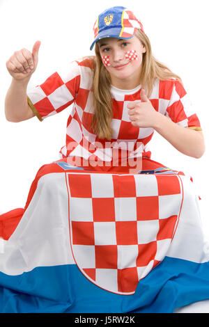 Euro bandiera croazia adolescente sostenitore fanatico della ventola kroatienfan croatienfan Foto Stock