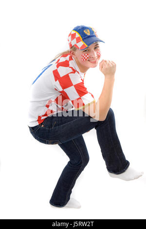 Euro bandiera croazia adolescente sostenitore fanatico della ventola kroatienfan croatienfan Foto Stock