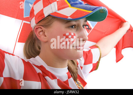 Euro bandiera croazia adolescente sostenitore fanatico della ventola kroatienfan croatienfan Foto Stock