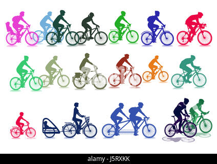 Ciclista imposta illustrazione, isolato Foto Stock