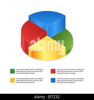 Il grafico a torta sul background isolato. Isometrica dei grafici a torta diversi Illustrazione Vettoriale