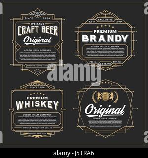 Telaio Vintage design per le etichette, banner, adesivo e altri design. Adatto per il whiskey, la birra e il prodotto premium. Illustrazione Vettoriale