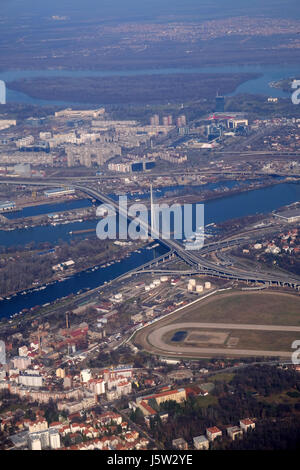 Vista aerea di Belgrado, capitale della Serbia, il 06 febbraio 2016. Foto Stock