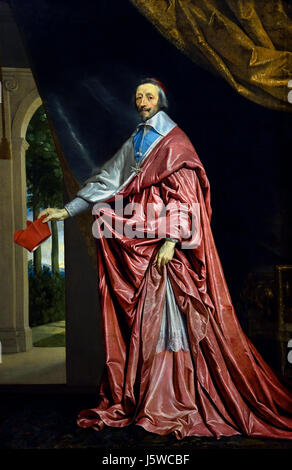 Il Cardinale de Richelieu 1633-40 Philippe de Champaigne 1602 - 1674 Francia - Francese ( Il Cardinale e Duc de Richelieu (1585 - 1642) Armand-Jean du Plessis, Cardinale e Duc de Richelieu (1585 - 1642), divenuto cardinale nel 1622. Governò la Francia come Chief Minister ( il re Luigi XIII ) 1624 fino alla sua morte nel 1642. Foto Stock