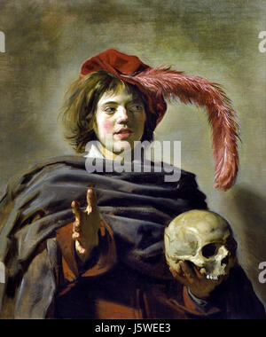 Giovane uomo tenendo un cranio (Vanitas) 1626-8, Frans Hals 1582/3 - 1666 olandese Nei Paesi Bassi Foto Stock