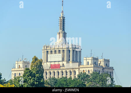 Vista dal parco Herastrau di casa della Free Press - Casa Presei libere. Foto Stock