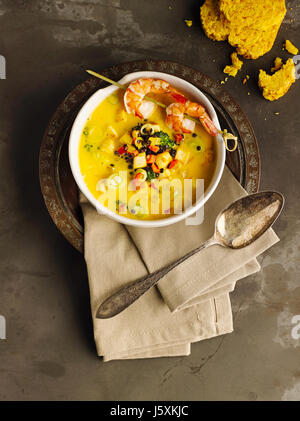 Asian zuppa di zucca con noce di cocco e il curry Foto Stock