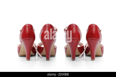 Fashion moda pompe tacco alto scarpe con tacco colore rosso pattino macro close-up macro Foto Stock