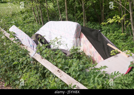 Dumping illegale o volare il ribaltamento a Beamish boschi parco auto, Co. Durham, England, Regno Unito Foto Stock