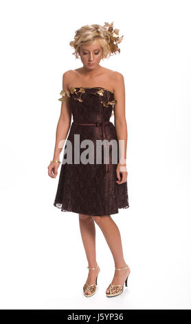 Donna Bella beauteously nizza bruno marrone brunette dea bionda vestito Foto Stock