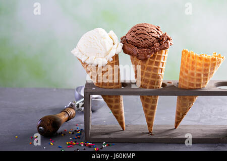 Varietà di coni gelato Foto Stock