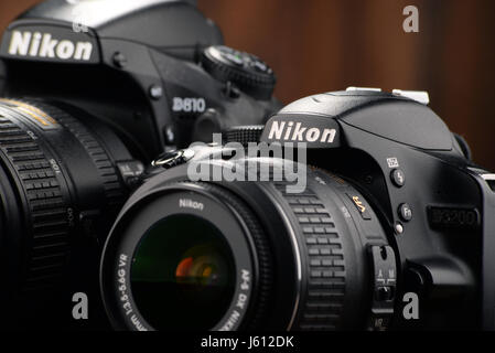 POZNAN, Polonia - Jan 20, 2017: Nikon è una multinazionale giapponese Corporation con sede a Tokyo in Giappone, specializzata nel settore dell'ottica e dei prodotti di imaging Foto Stock