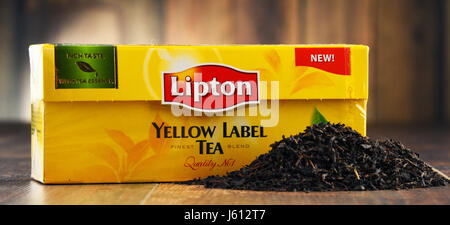 POZNAN, Polonia - 31 MAR 2017: Lipton Yellow Label è una famosa marca di tè prodotte da Lipton fin dal 1890, ora sono venduti in oltre 150 paesi in tutto il mondo da Foto Stock