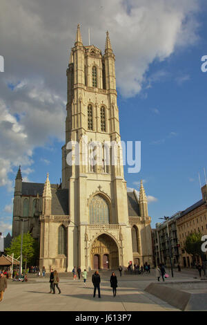 Facciata della gotica Saint Bavo, Gand. Foto Stock