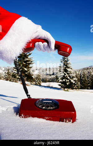 Numero di telefono le telecomunicazioni telefono hotline rosso natale xmas Foto Stock
