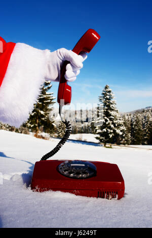 Numero di telefono le telecomunicazioni telefono hotline rosso natale xmas Foto Stock